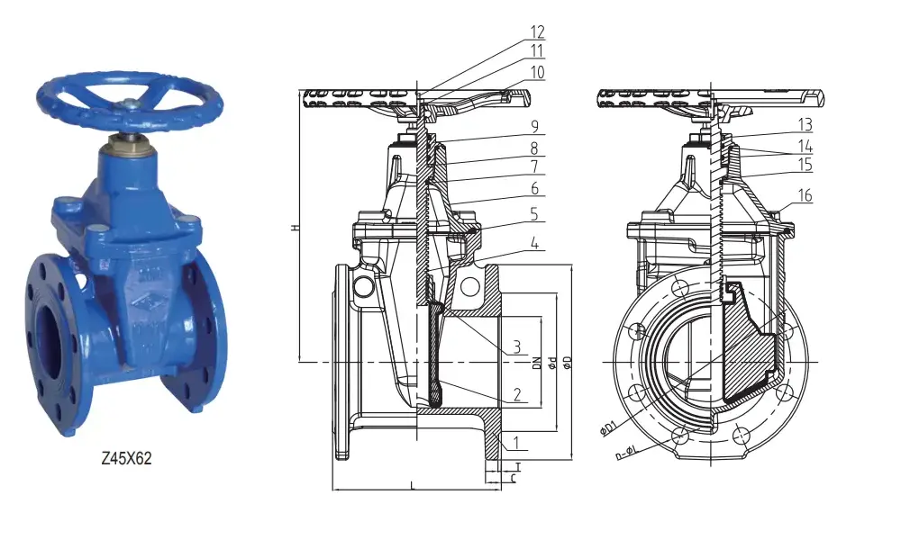 DIN F4 Flanged Resilient NRS Gate Valve for Waterworks Only